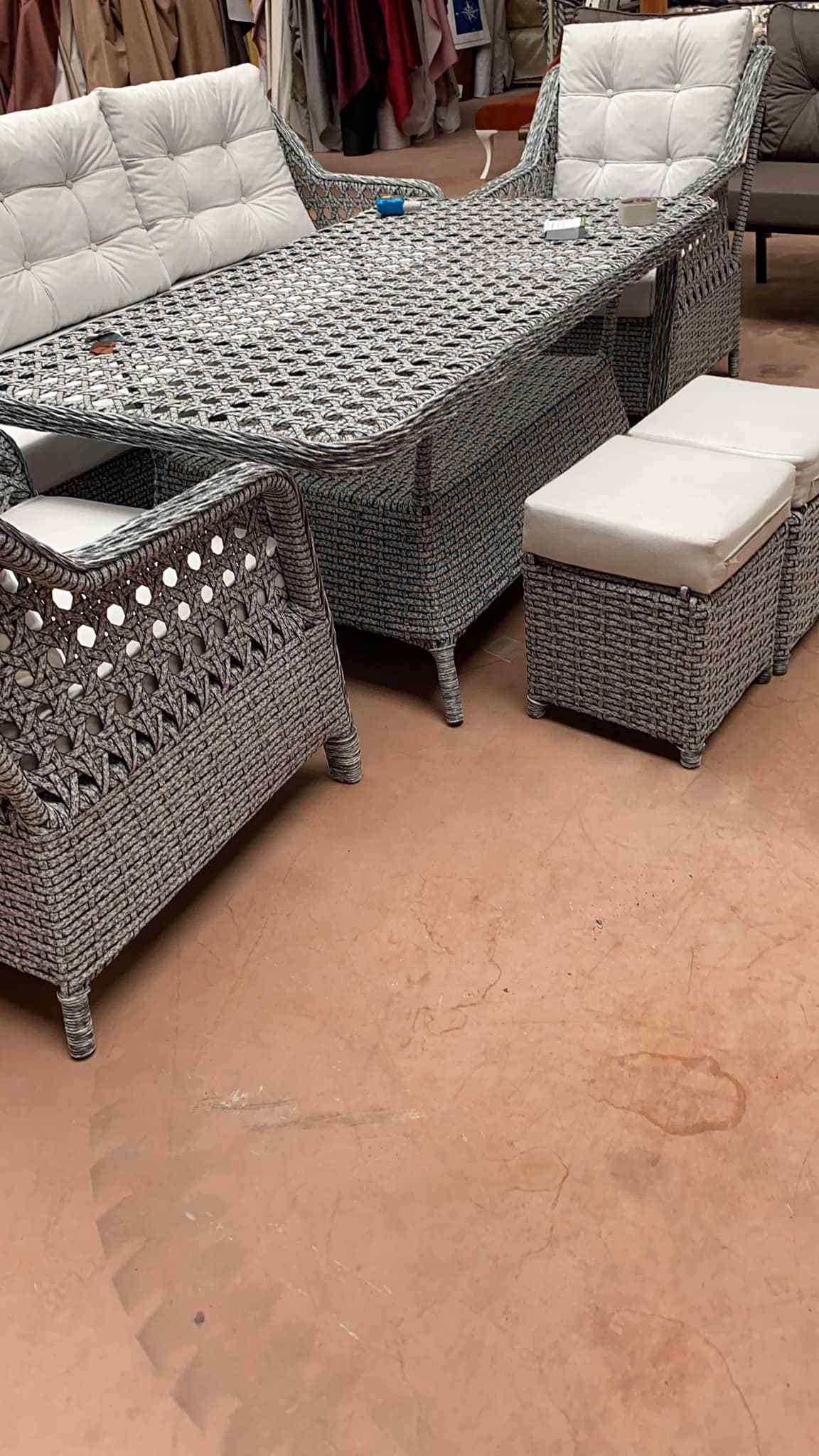 Hot Sale Best Price patio outdoor furniture Stylish Design High Quality Grey Rattan Corner Garden sofa Dining Set with Fire P