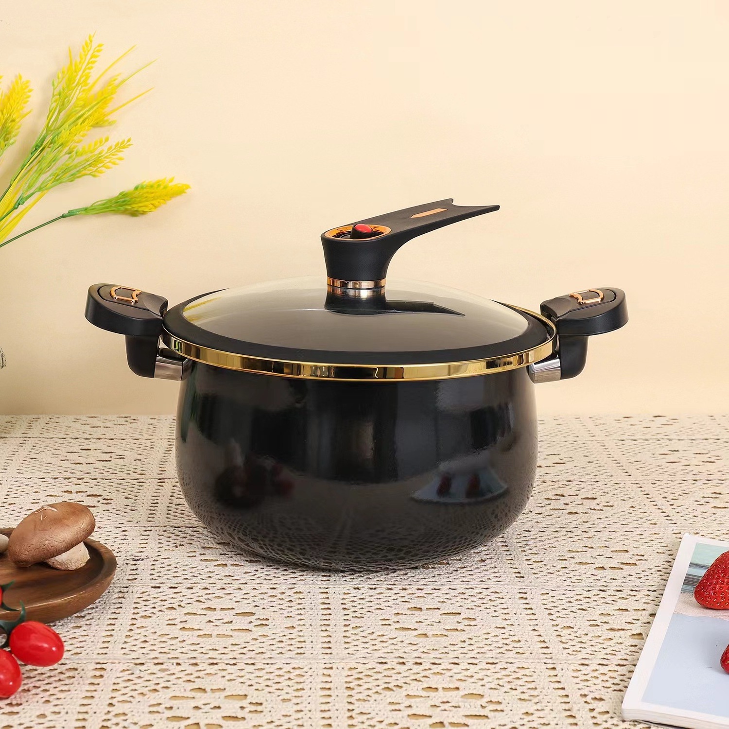 New Style Large Capacity Soup Pot Medical Stone Coating Cast Iron Non Stick Micro Pressure Cooker