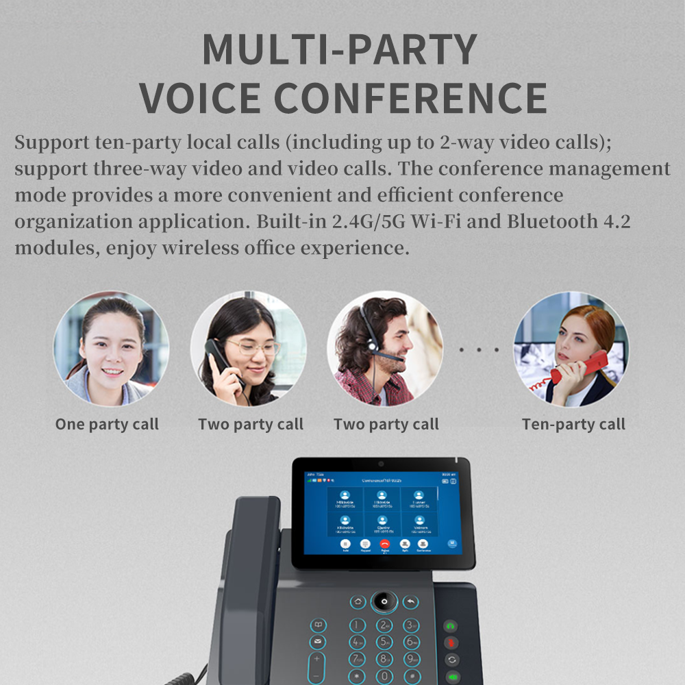 Trade Price V67 Flagship Smart Video phone 20 SIP Voip Ip Video Voice Intercom Ip phone SIP line Hotel 7-inch SIP Voip Ip phone