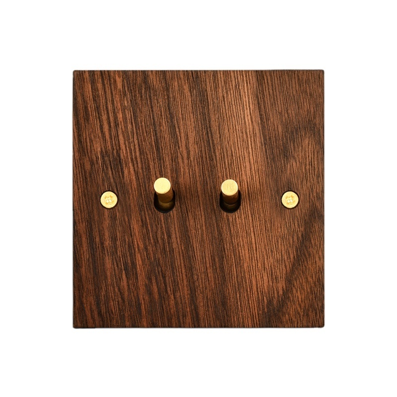 Sockets and Switches Electrical with Solid Wood Panel and Brass Toggle UK 13A Toggle Switch