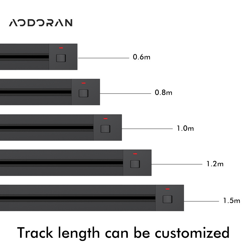 AODORAN 80cm Track with 4 Sockets Black Aluminum Power Outlet Wall Mount Home Sliding Strip Socket Removable Power Track Socket