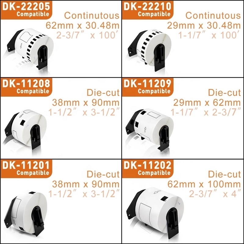 Compatible DK-22205 DK22205 DK 22205 DK2205 Black on White Self Adhesive Thermal Paper Label Roll for Brother Printer