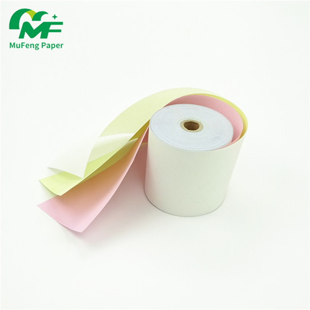 NCR Paper 1/2/3/4/5 ply Copy Paper Carbonless Paper in Roll Custom size 76mm X 70mm White/Yellow/Pink Chemical Paper 57mm X 70mm