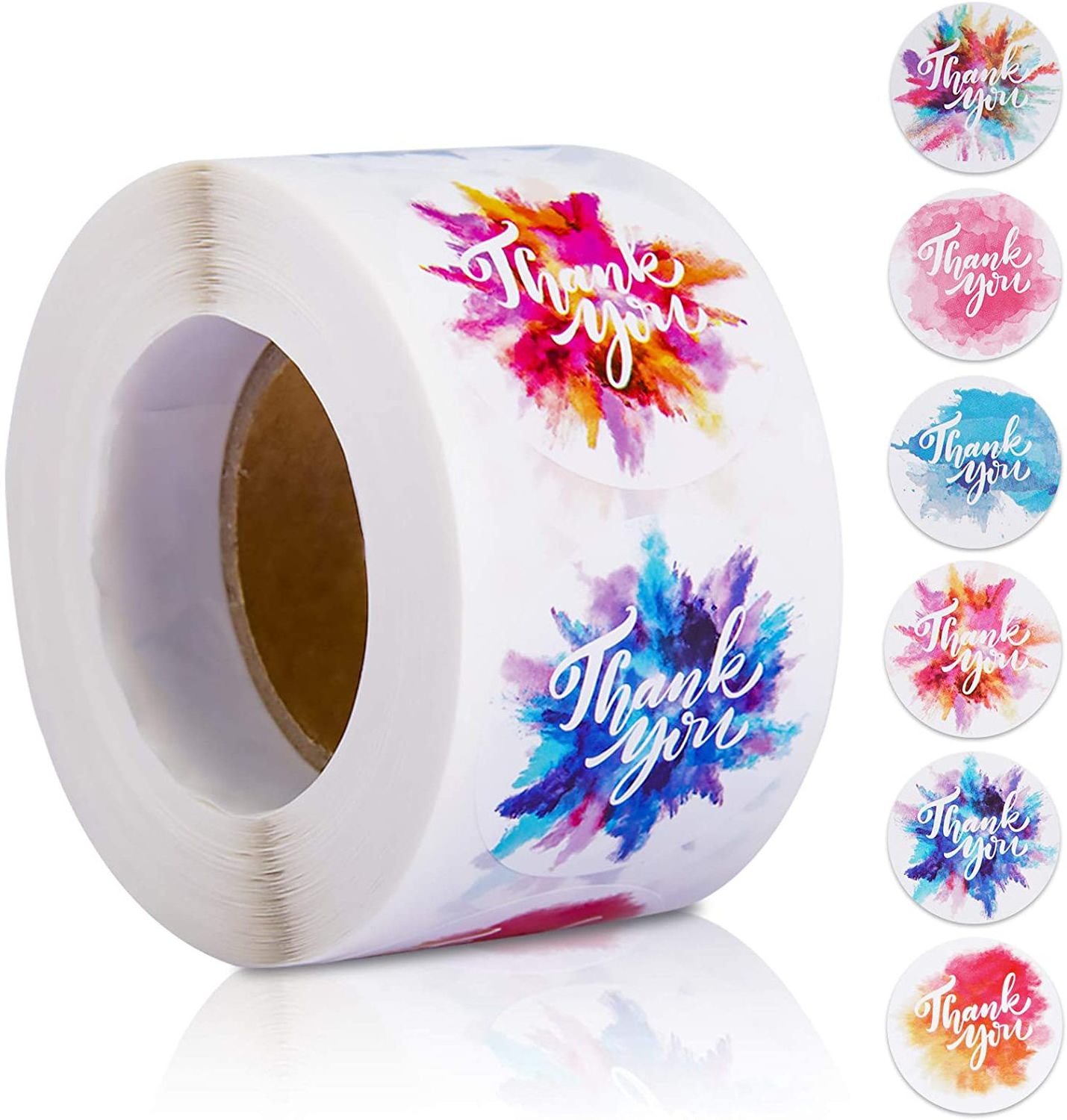 Label Roll of 500 Small Business Designs 1.5 Inch Thank You Sticker for Supporting My Small Business Handmade with Love