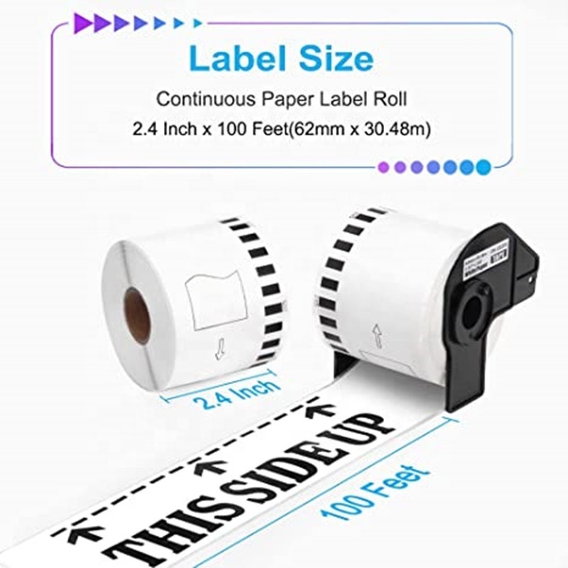 Compatible DK-22205 DK22205 DK 22205 DK2205 Black on White Self Adhesive Thermal Paper Label Roll for Brother Printer