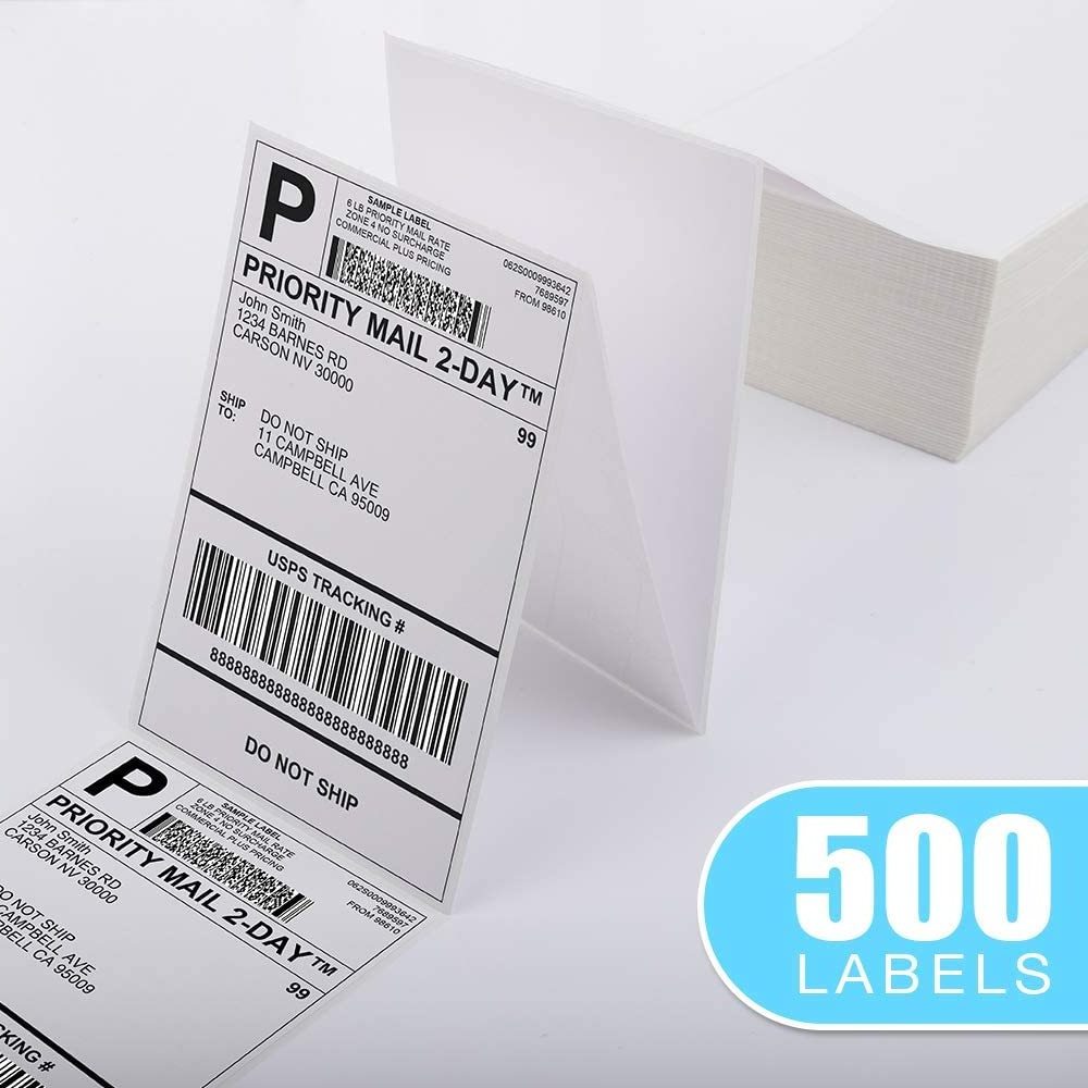 4x 6inch Self Adhesive thermal Labels roll for Thermal Printer Fanfold Direct Thermal Shipping Labels