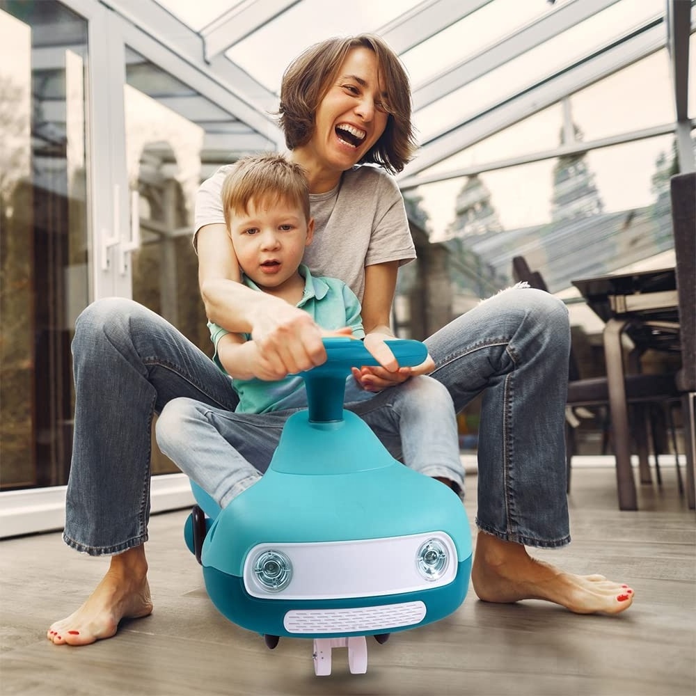 Electric Wiggle Car Riding Car,Swing Car Ride on Wiggle Car with Rechargeable Battery and Pedal,Music and Colorful Light Wheel