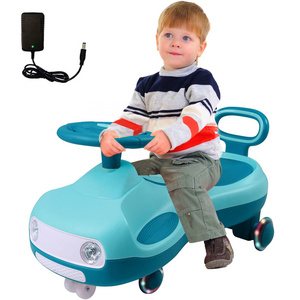 Electric Wiggle Car Riding Car,Swing Car Ride on Wiggle Car with Rechargeable Battery and Pedal,Music and Colorful Light Wheel