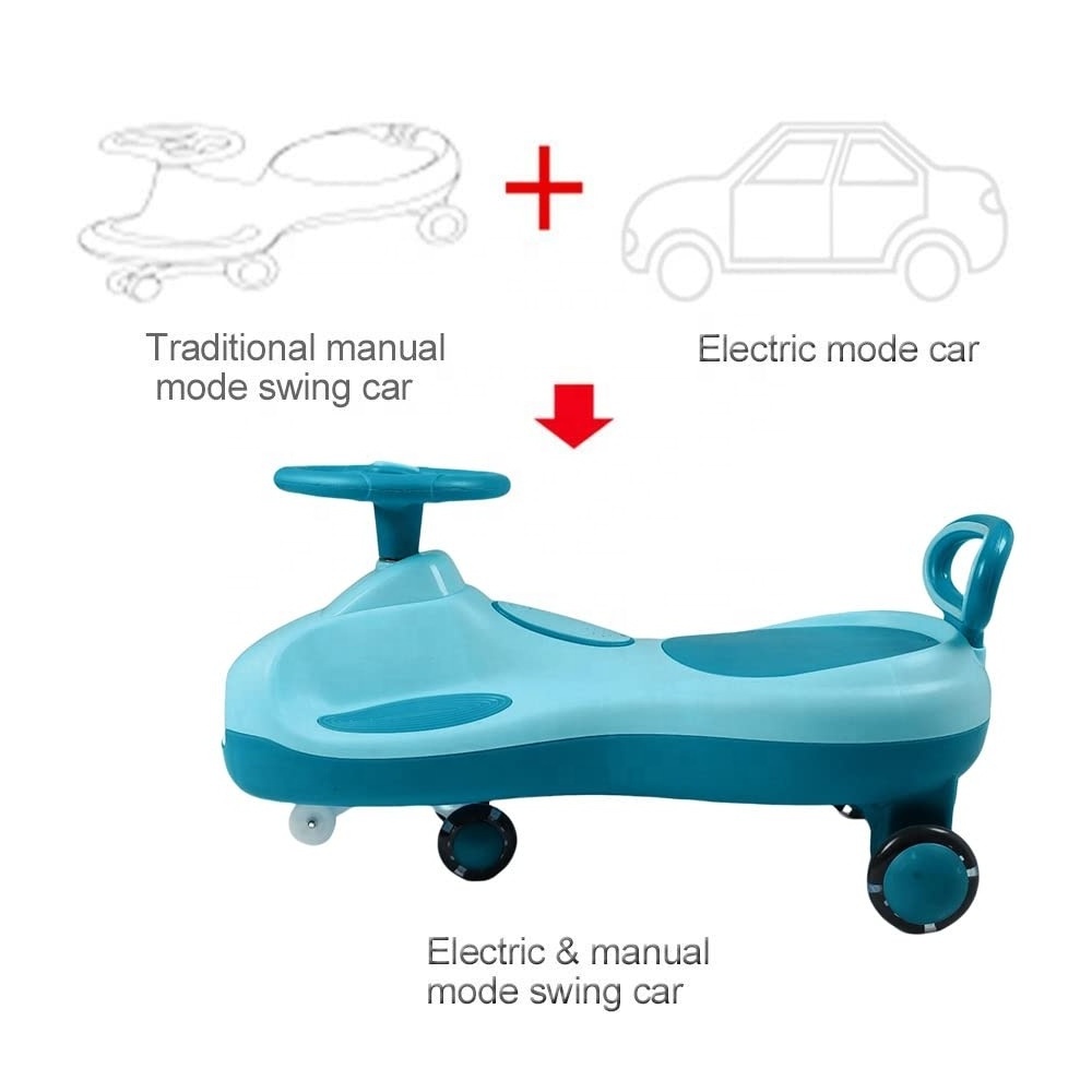 Electric Wiggle Car Riding Car,Swing Car Ride on Wiggle Car with Rechargeable Battery and Pedal,Music and Colorful Light Wheel