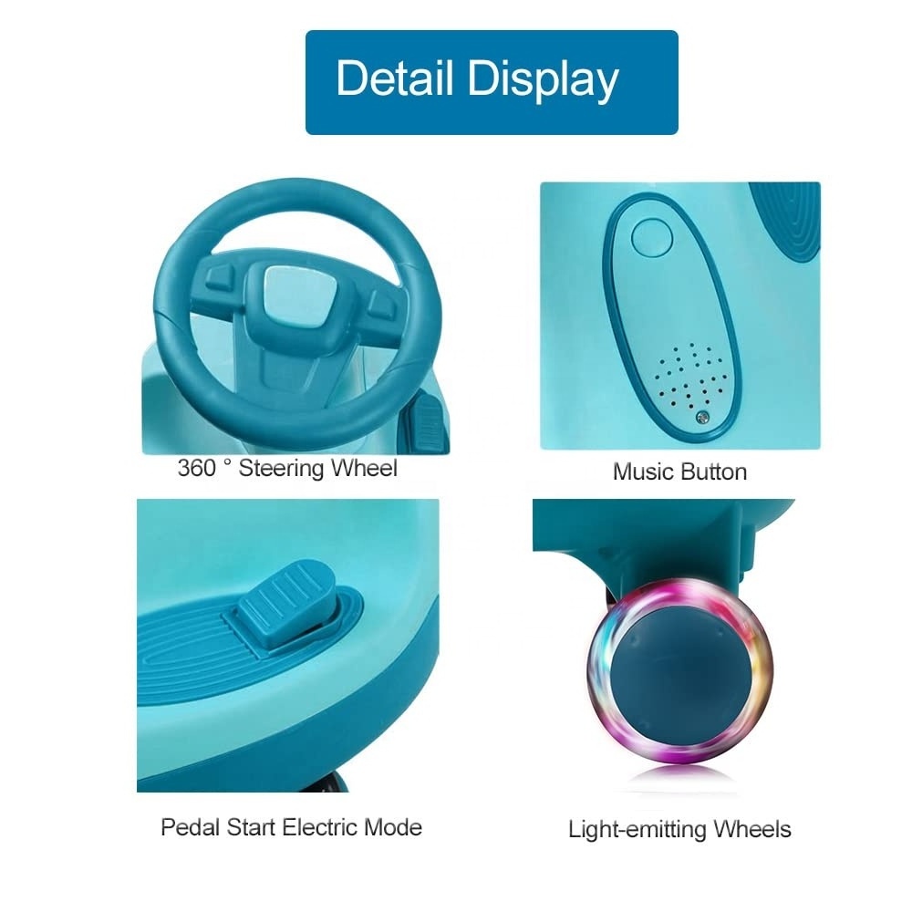 Electric Wiggle Car Riding Car,Swing Car Ride on Wiggle Car with Rechargeable Battery and Pedal,Music and Colorful Light Wheel