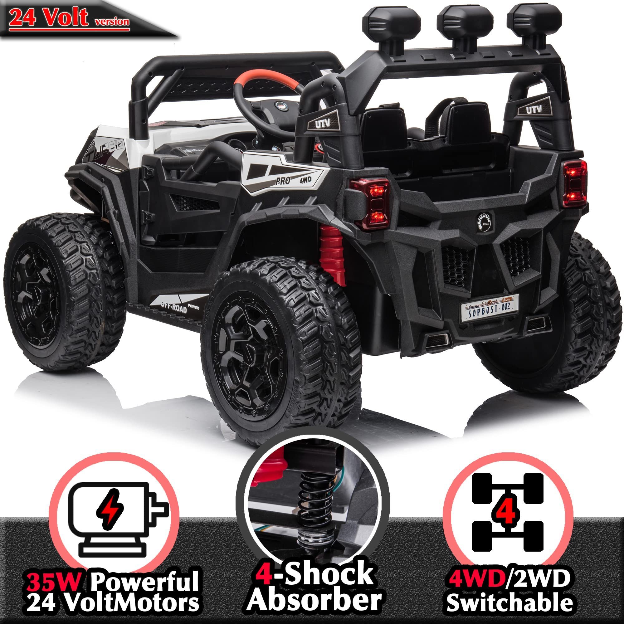 Kids Ride On Car with Remote Control 4WD Battery Powered Kids Toys Electric Vehicles Off-Road UTV Buggy, Spring Suspension