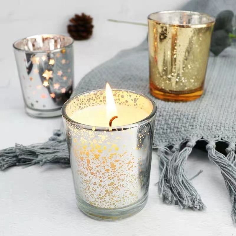 Gold Votive Candle Holders - Speckled Mercury Gold Glass Candle Holder Bulk - Ideal for Wedding Centerpieces, Party Supplies