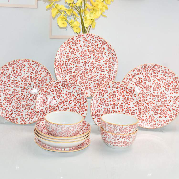 12 persone set porcelain 1 set 24 fashions high quality pattern real china online luxury fine 52pcs bone china dinnerware sets