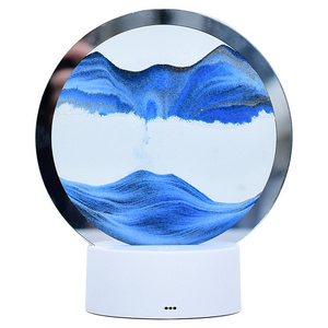 7Color LED Flowing Sand Painting Table Lamp 3D Moving Sand Art Picture Round Glass Hourglass Night Light Bedside Lamp Home Decor