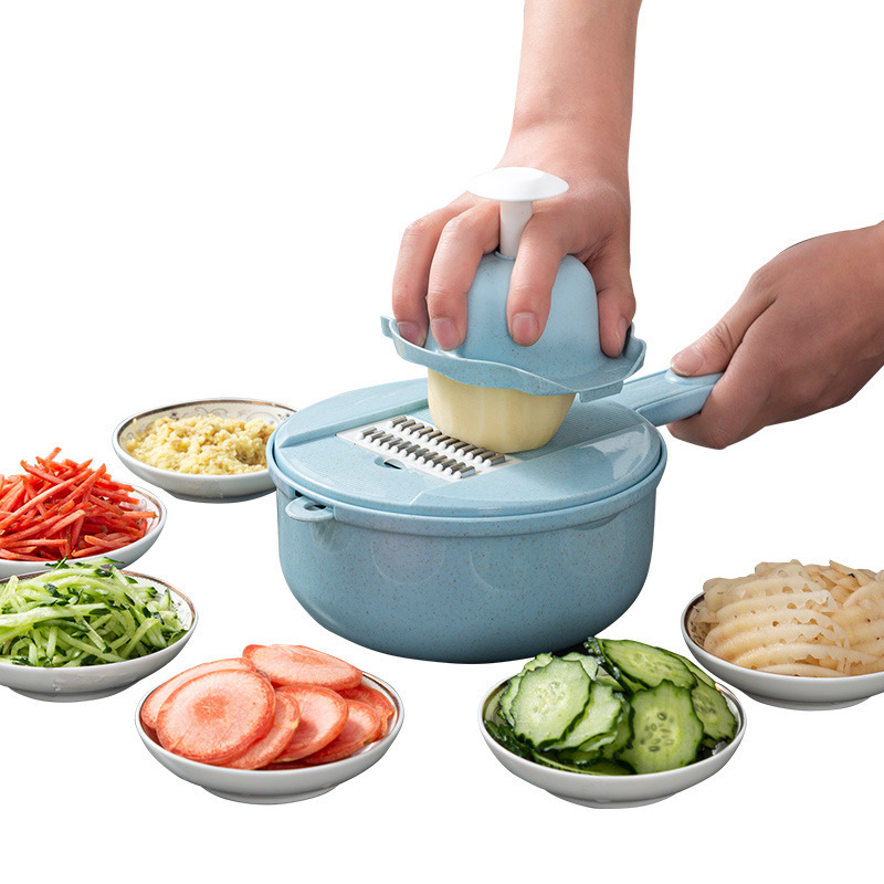 Factory price 12 in 1 multifunction Fruit & Vegetable Tools kitchen vegetable grater cutter slicer hand held vegetable chopp