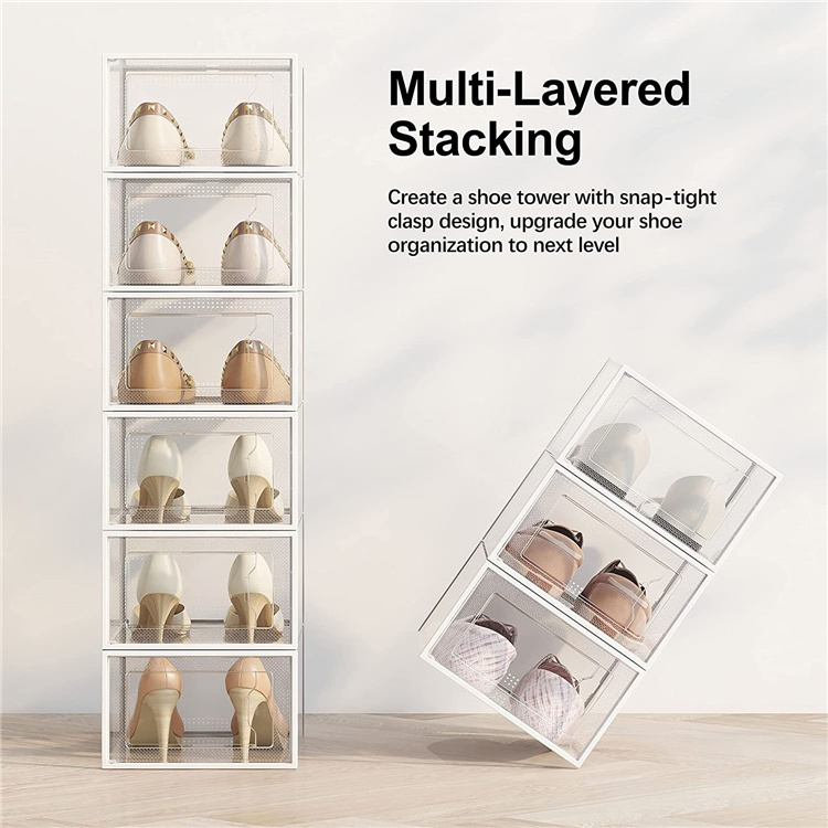 Drop Front Stackable Clear acrylic Storage  Plastic  packaging Storage Container organizer