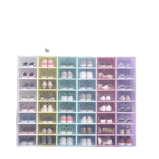 Custom Wholesale Magnetic Stackable Foldable Plastic Clear  PET Acrylic Sneaker  Container Storage