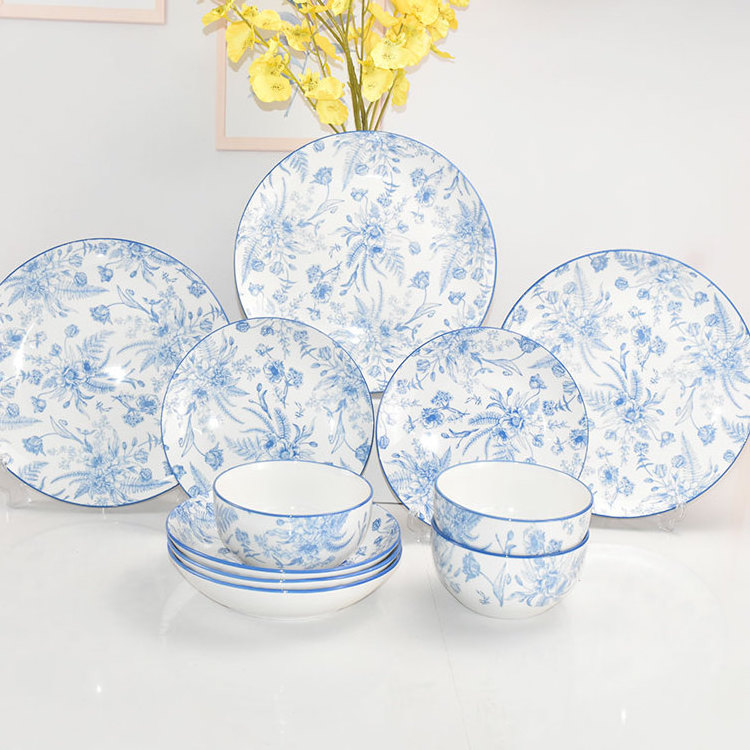 12 persone set porcelain 1 set 24 fashions high quality pattern real china online luxury fine 52pcs bone china dinnerware sets