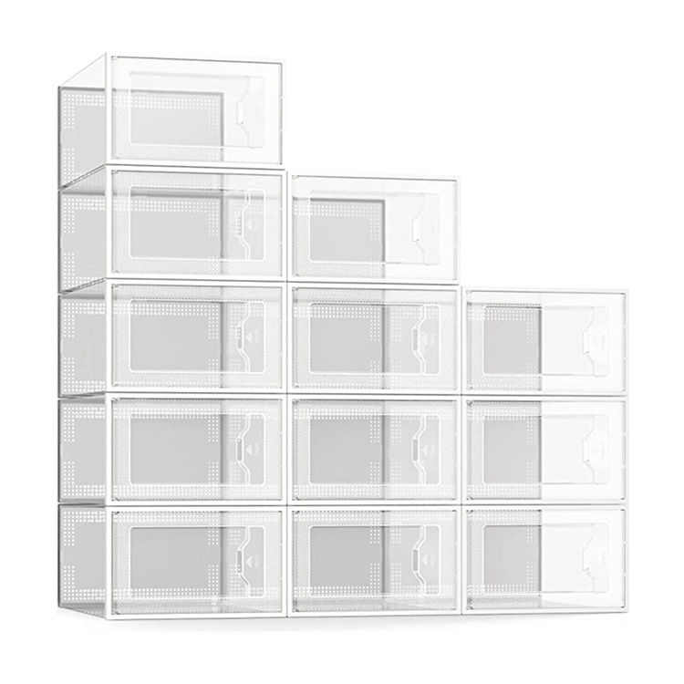 Drop Front Stackable Clear acrylic Storage  Plastic  packaging Storage Container organizer