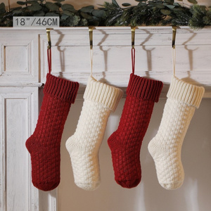 Wholesale Winter Red Ivory Christmas Stocking Home Store Christmas Tree Decorative Hanging Stocking Christmas Candy Gift Socks