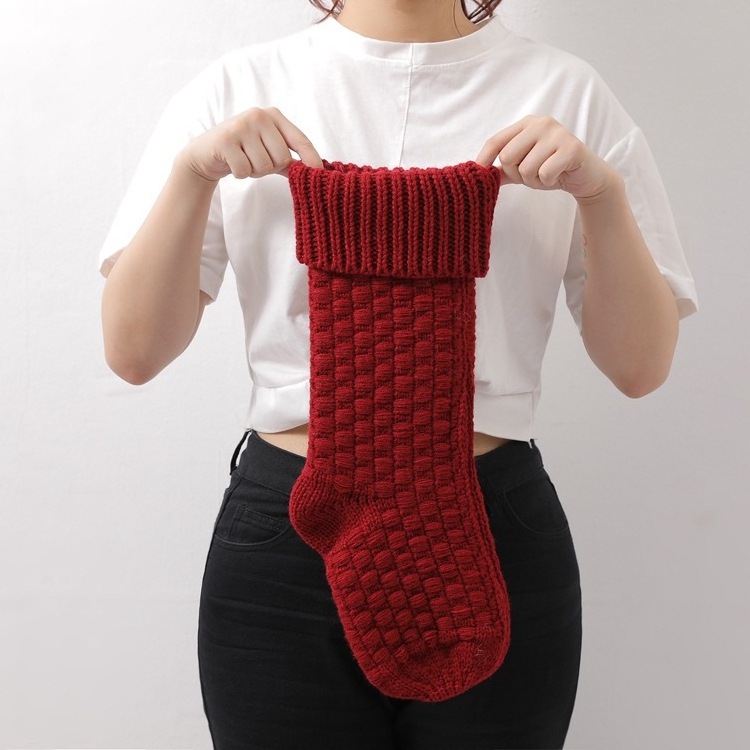 Wholesale Winter Red Ivory Christmas Stocking Home Store Christmas Tree Decorative Hanging Stocking Christmas Candy Gift Socks