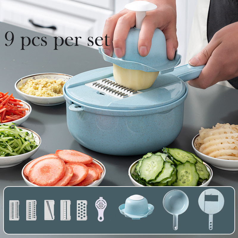 Factory price 12 in 1 multifunction Fruit & Vegetable Tools kitchen vegetable grater cutter slicer hand held vegetable chopp