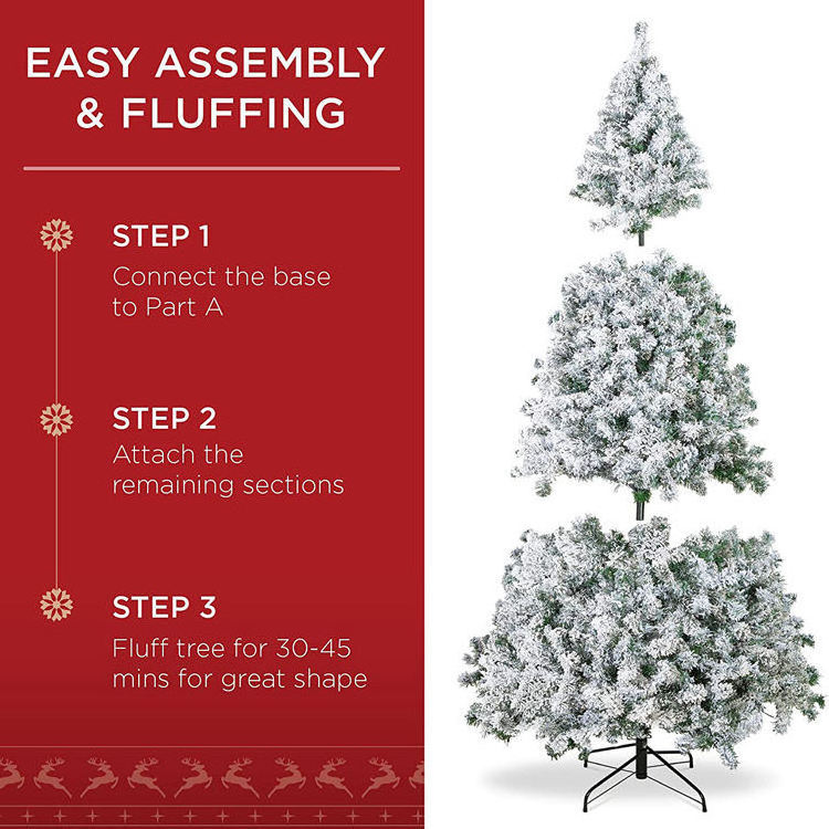 6ft Premium Artificial Holiday Christmas Pine Snow Flocked Tree for Home Office Party Decoration Christmas Tree