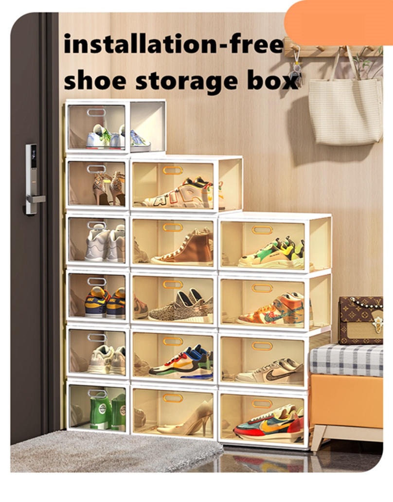 Wholesale collapsible installation-free PP+PET plastic shoe rack foldable shoe rack