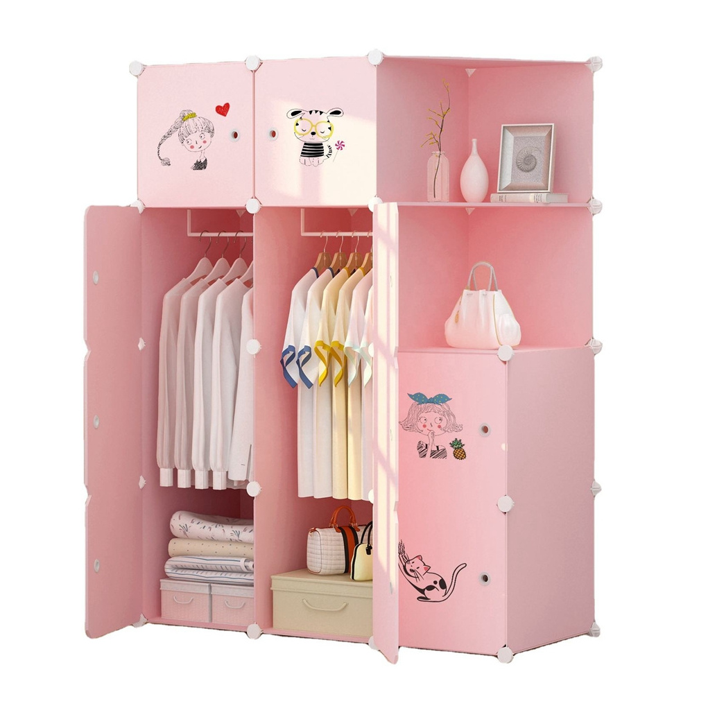 Enhance Your Child's Room with the Child-Friendly Plastic Wardrobe Closet: Cube Storage Solution