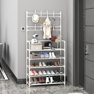 New Shoe Shelf Multi-Layer Storage Organizer Standing Clothes Rack shoe rack with hanger rack