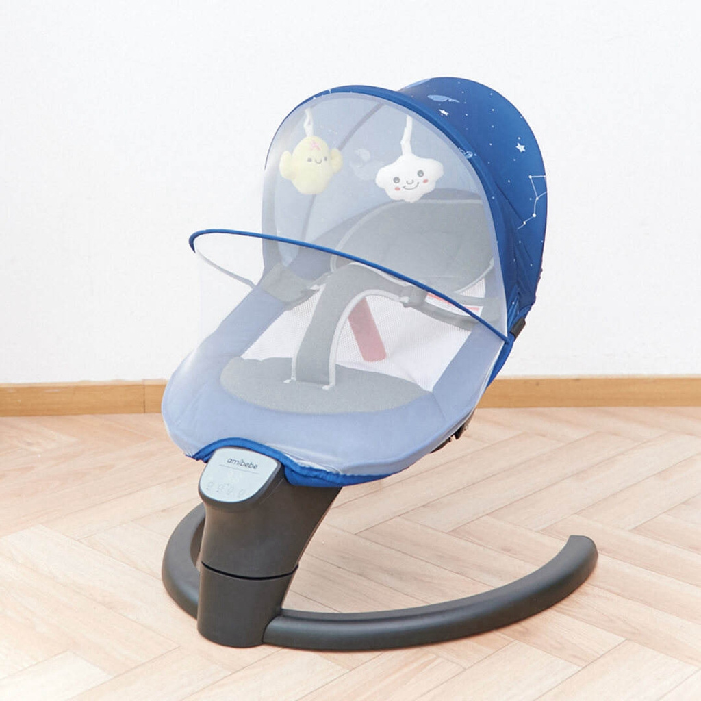 Manufacturer strong structure weight bear remote control baby electric swing with mosquito net