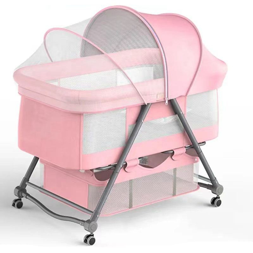 latest design high standard exquisite safe bedroom furniture newborn baby cribs swing cradle bassinet with cover sunscreen