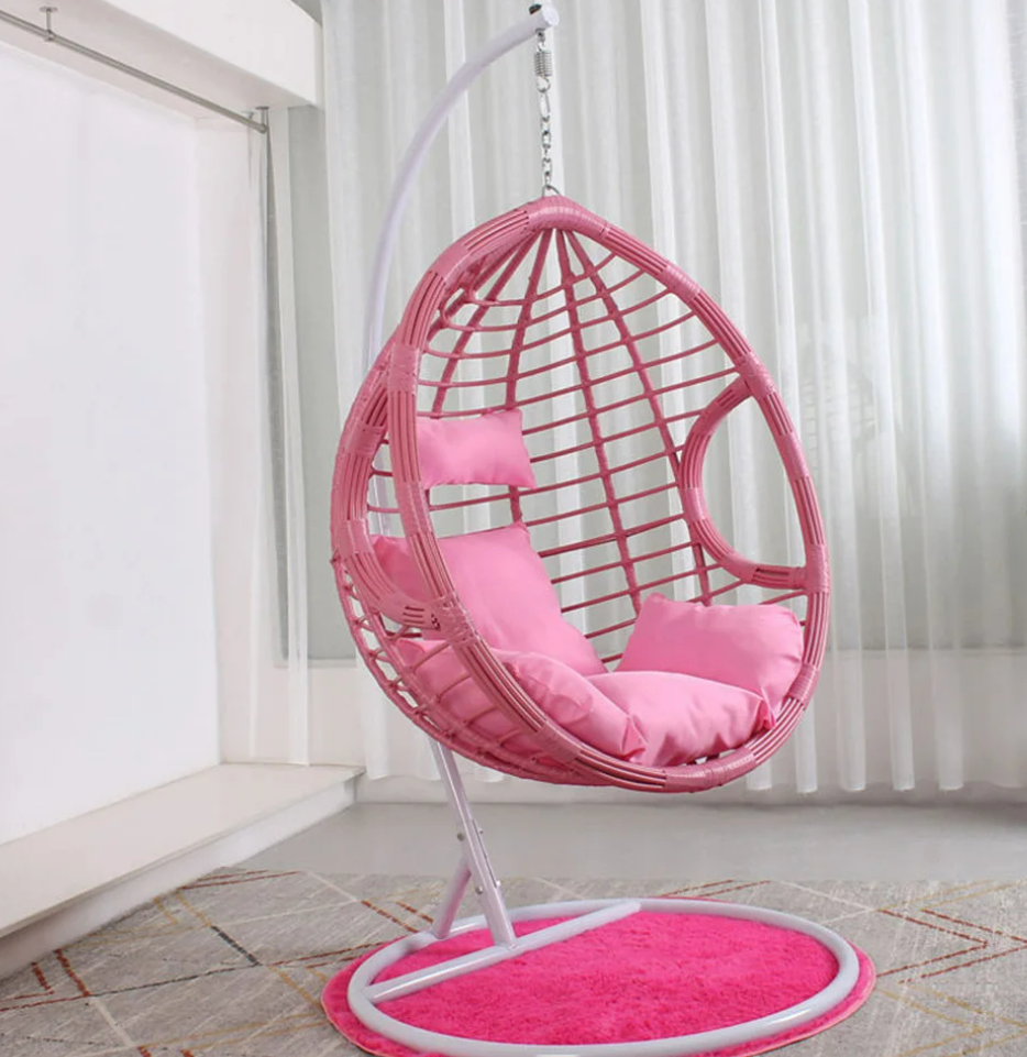 Encase Egg Swing Patio White Cushion Hanging Chair Outdoor Furniture Patio Swings