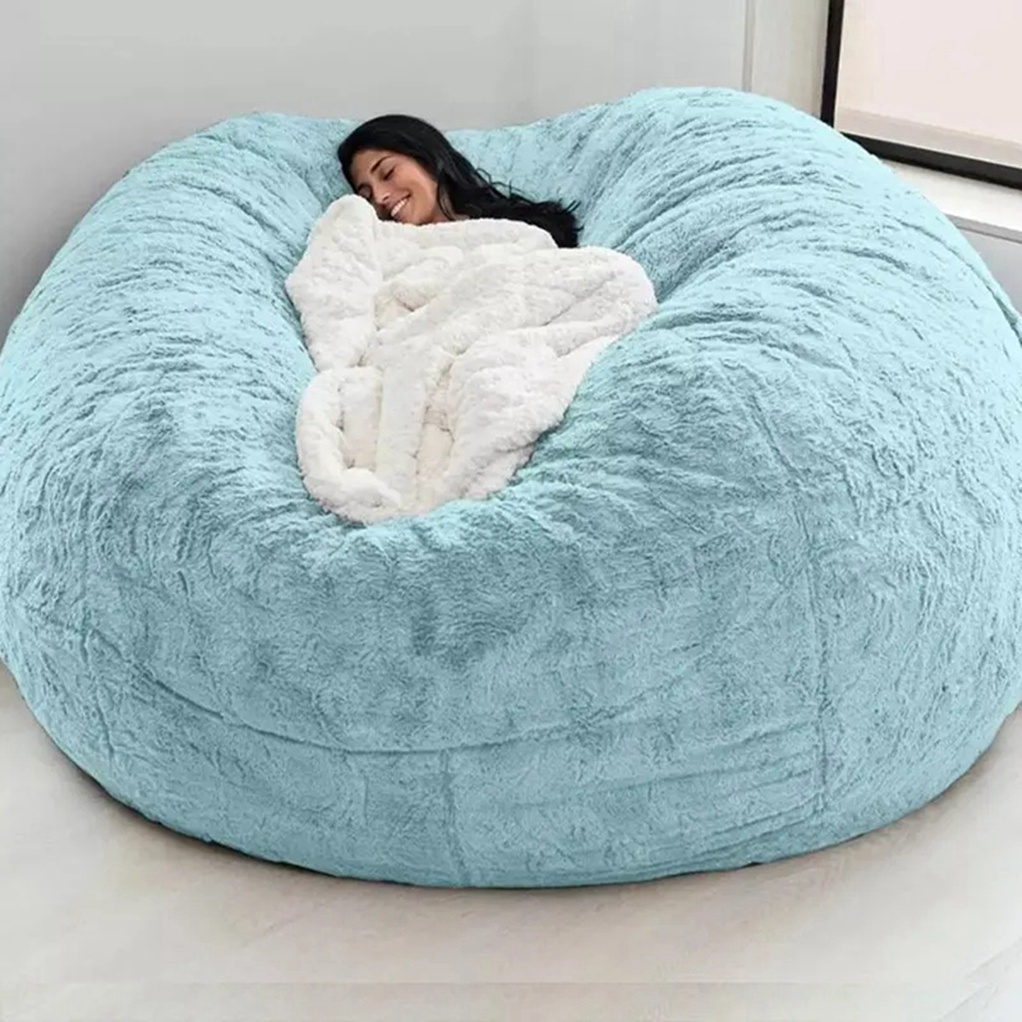 Lounge in Style with a 7-Foot Bean Bag Chair for Adults: Foam Comfort and a Stylish Cover (Cover only)