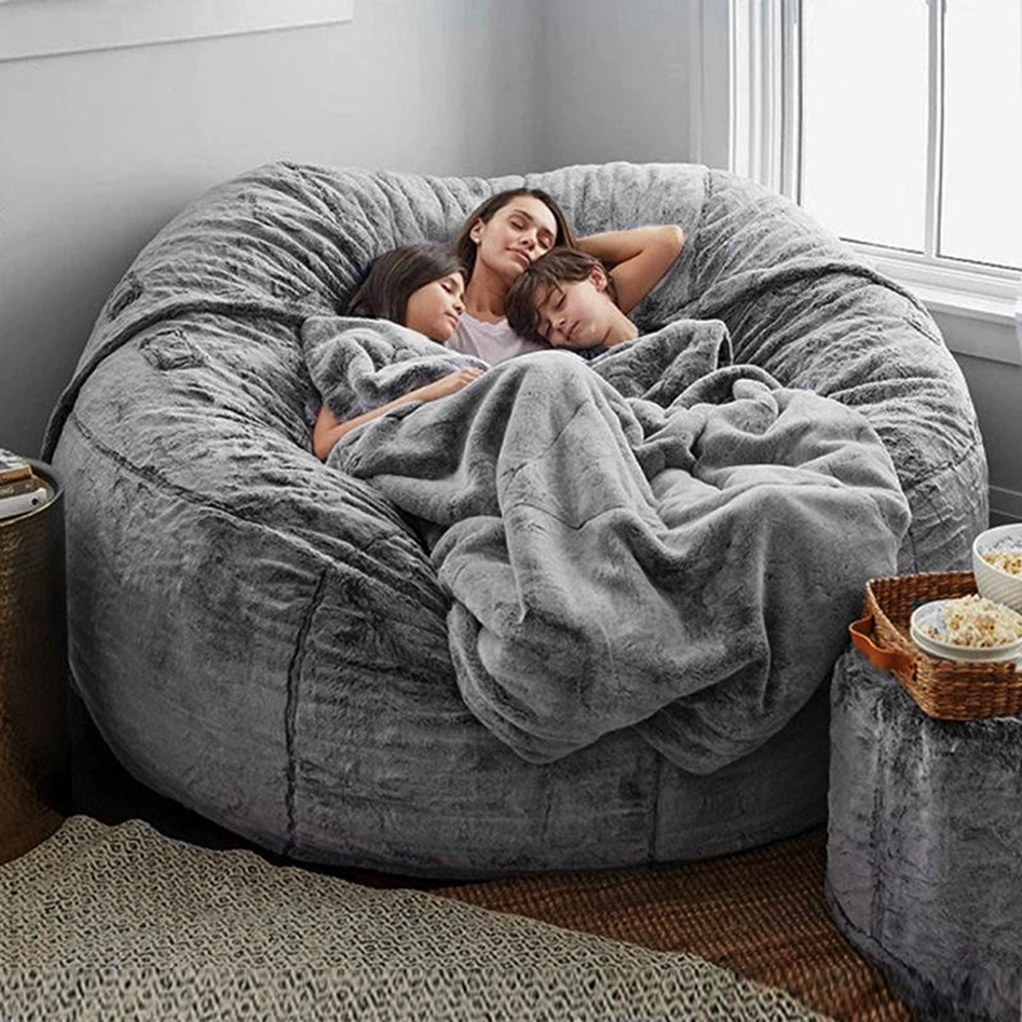 Lounge in Style with a 7-Foot Bean Bag Chair for Adults: Foam Comfort and a Stylish Cover (Cover only)