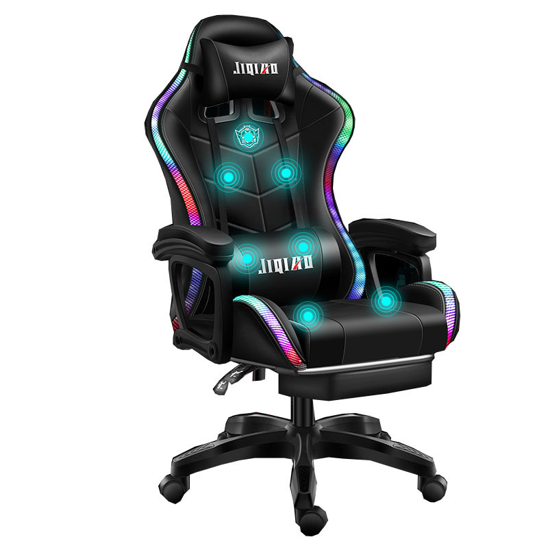 cheap pu leather PC computer race game chair silla gamer racing led light rgb massage gaming chair with lights and speakers