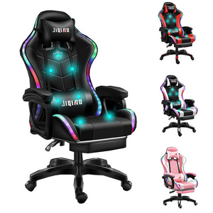 cheap pu leather PC computer race game chair silla gamer racing led light rgb massage gaming chair with lights and speakers