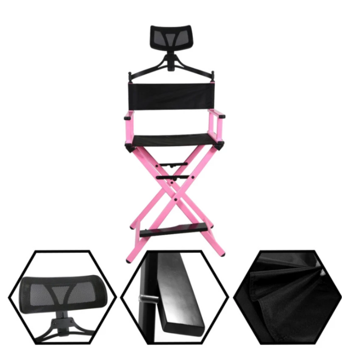 high quality foldable aluminum makeup chair folding director chairs with headrest