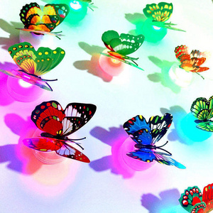 Led 3D Butterfly Sticker Night Light Wall Lights Colorful Home Party Festive Wall Decoration