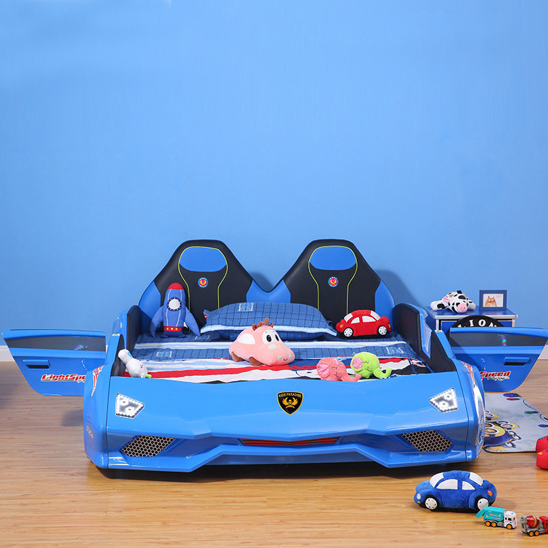 Wholesale High Quality ABS Plastic Full Size LED Light Kid Child Race Car Bed with Music for Boy Kids Beds