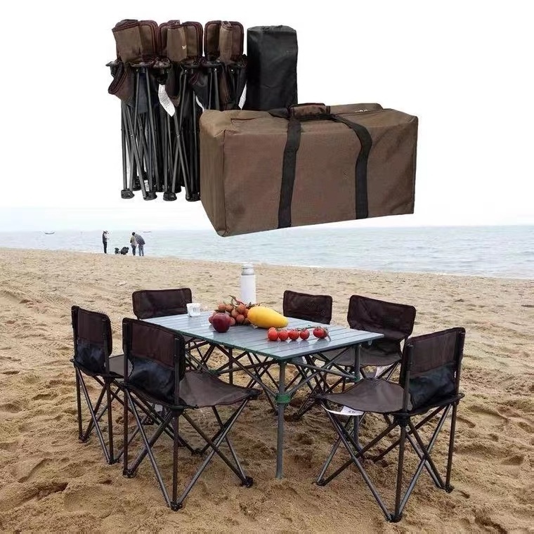 Aluminum  Mountain Outdoor Folding Table Portable Camping Picnic dining Table with chair