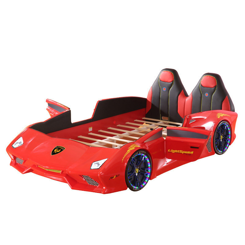 Wholesale High Quality ABS Plastic Full Size LED Light Kid Child Race Car Bed with Music for Boy Kids Beds