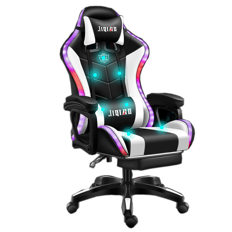 cheap pu leather PC computer race game chair silla gamer racing led light rgb massage gaming chair with lights and speakers