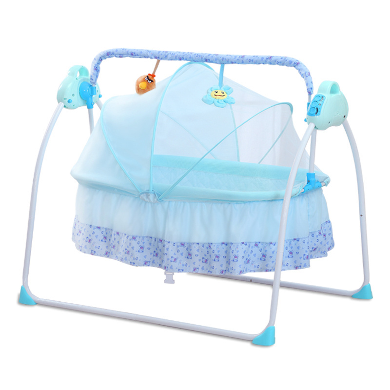 2024 Hanging Sleeper Crib Rocking Hammock Mesh Cradle Electric Rocker Swings And Bouncer 2In1 Baby Swing Chair Music