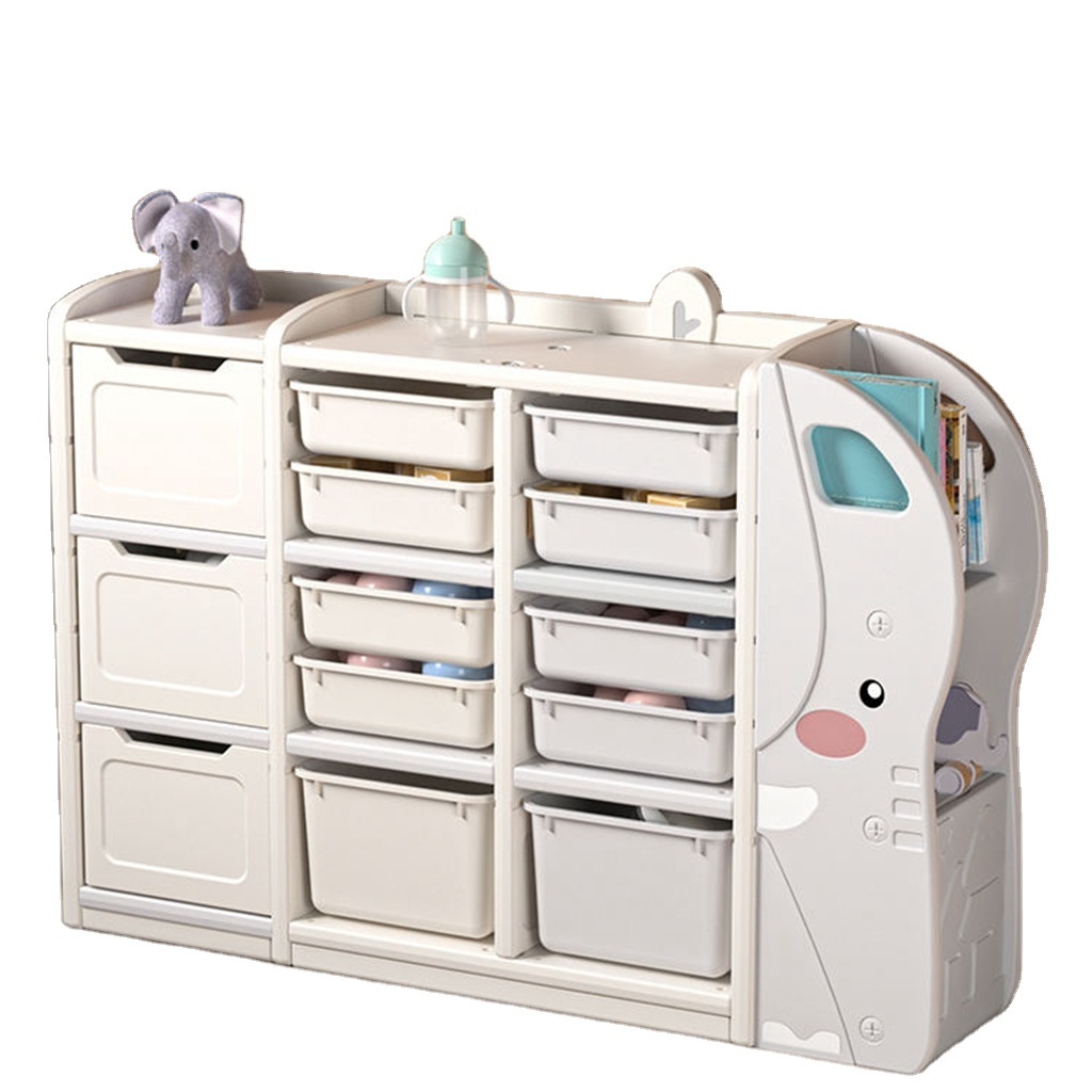 kids furniture cabinet toy shelf daycare Elephant Type Plastic Cabinet Toy Book Storage Shelf