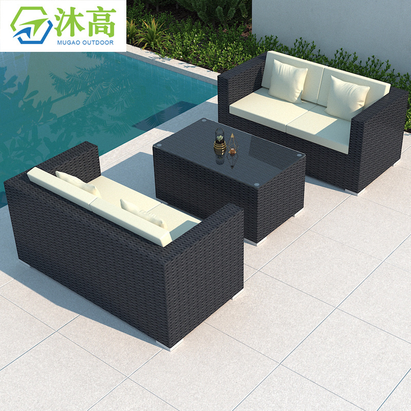 Beach Club Resort Outside Furniture Pool Wicker Garden Out door Rattan U Shape Waterproof Sofa Patio Set Outdoor Furniture