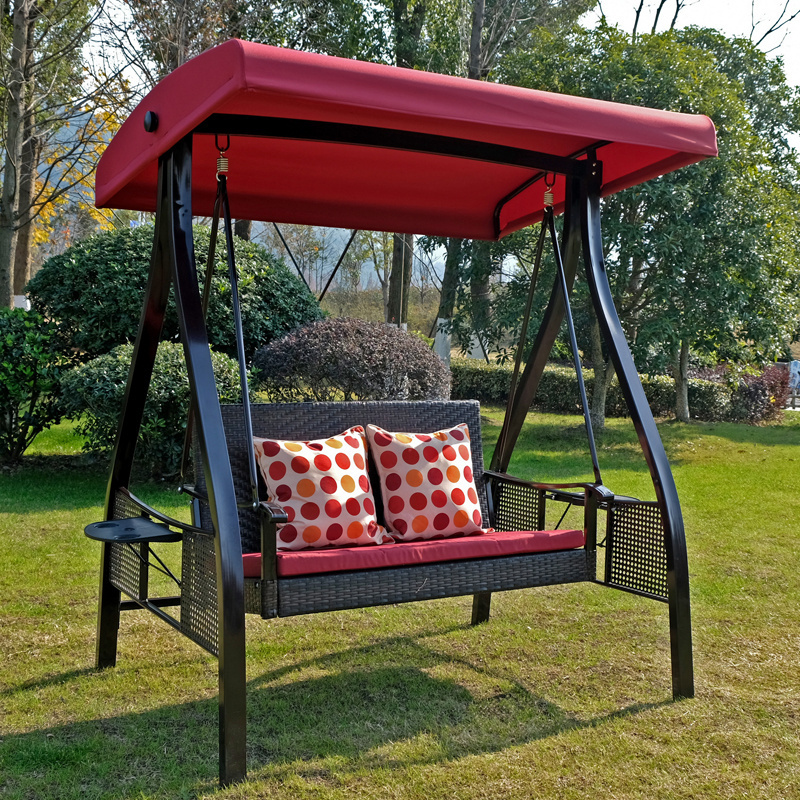 High Quality Garden 3 Seater Rattan Canopy Swing Chair Hammock Beach Metal Patio Wrought Iron Patio Swings