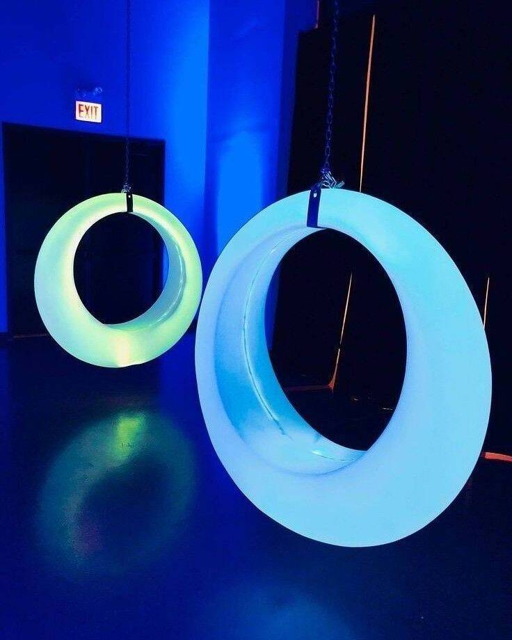 Patio Furniture Glow LED Hoops Swing Chair Moon Circular Swings with outdoor waterproof 16 multiple changing