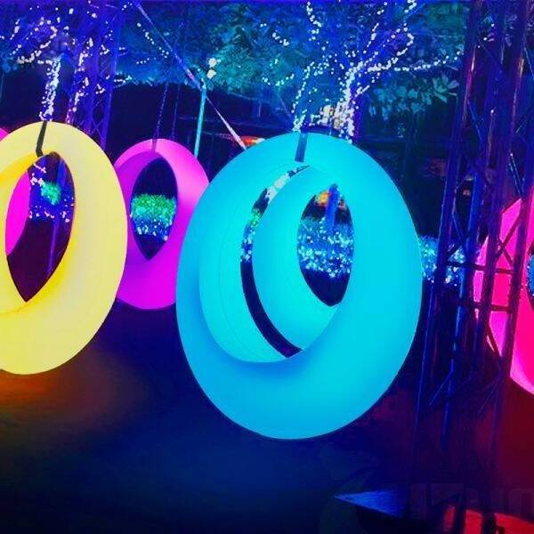 Patio Furniture Glow LED Hoops Swing Chair Moon Circular Swings with outdoor waterproof 16 multiple changing