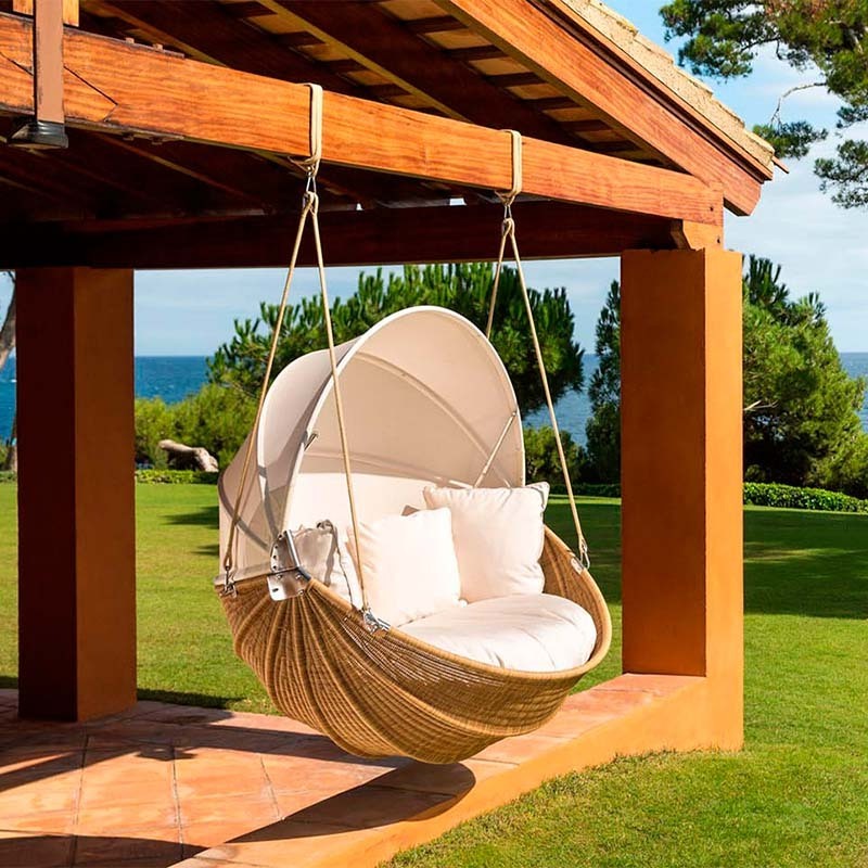 outside furniture pool outdoor garden swing bed rattan egg chair loveseat roof swing ceiling Patio swing